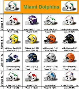 Miami Dolphins Printable Schedule