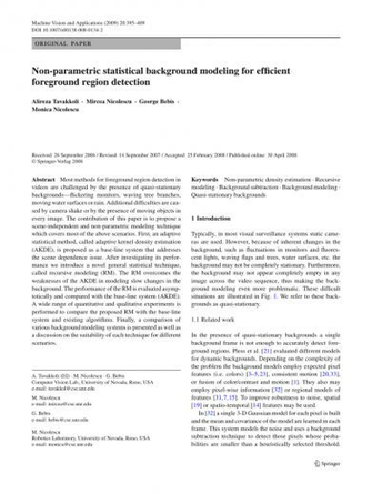 Our Proposed Background Modeling Algorithm Scientific
