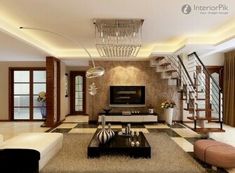 European Style Penthouse Floor Living Room Tv Background Wall