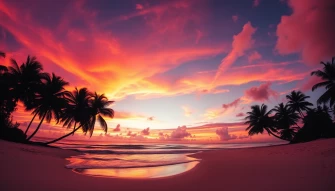 Tropical Beach Sunset Wallpaper