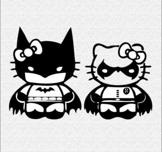 Hello Kitty Batman Robin Drawing Art