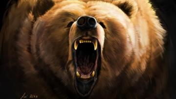 Wallpaper Bear Grin Angry Fangs Art 4k UHD