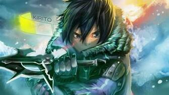 Kirito HD Wallpaper Sword Art Online Hand Dual Hp Bar