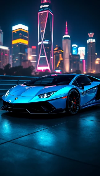Neon Blue Lamborghini Wallpaper