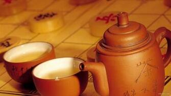 Chinese Teapot And Cups Widescreen Wallpaper