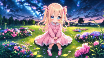 4k Wallpaper Blonde Girl In A Dress Under The Night Sky Zzz S
