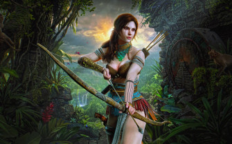Lara Croft Hunter Girl 8k Macbook Air Wallpaper