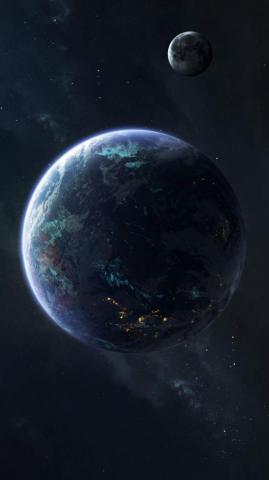 Earth And Moon iPhone Wallpaper