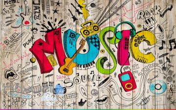 3d Graffiti Music Color Board Wall Murals Wallpaper