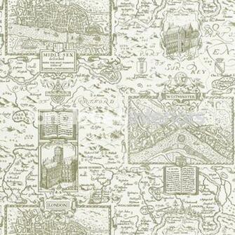 London Map Wallpaper Green On Cream Peter Pan Theme Nursery Pin