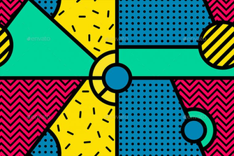 Colorful Neo Memphis Geometric Seamless Patterns Tileable