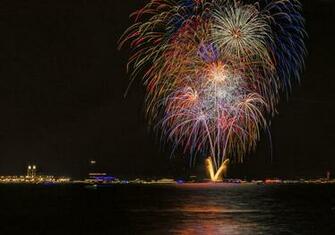 Night Fireworks City Black Bokeh Wallpaper