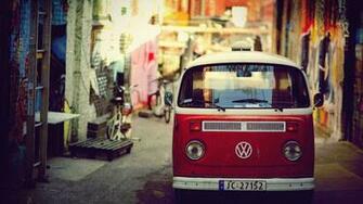 Wallpaper Red Vintage Volkswagen Cars Van