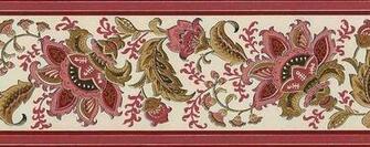 Paisley Floral Wallpaper Border Pink Cocoa Cream Waverly