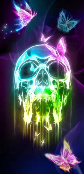 Neon Cool Skull Background Wallpaper