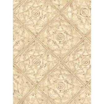 Home Beige Detailed Faux Ceiling Tile Wallpaper