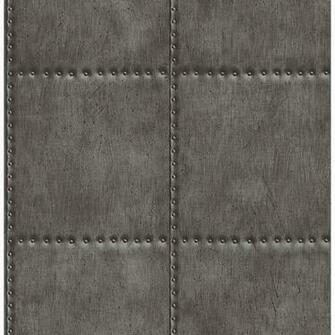 Brewster Charcoal Sheet Metal Rivets Wallpaper The