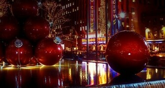 Christmas Lights Outside Of Radio City Manhattan New York
