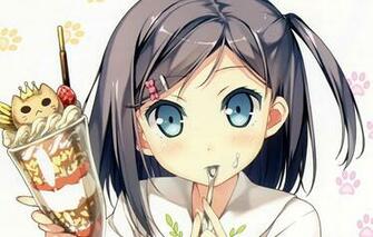 Wallpaper Eyes Traces Face Spoon Ice Cream Blue Dessert
