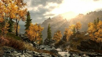 Wallpaper Skyrim Twilight River Flow 4k Ultra HD