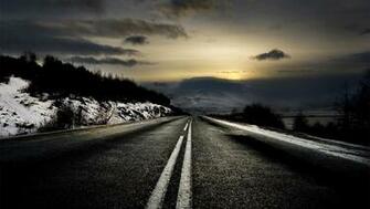 Wallpaper Winter Snowy Road HD For iPhone