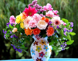 Vase Colorful Colors Man Made Flower HD Wallpaper