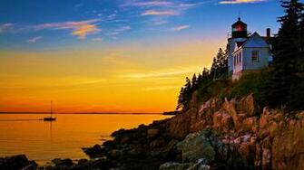 Bass Harbor Light Acadia National Park Hq Wallpaper