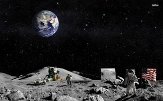 Astronauts On The Moon Wallpaper Digital Art