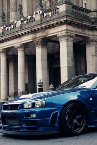 Blue Nissan Skyline iPhone Wallpaper