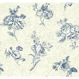 Waverly Cottage Cream Pearlescent Ivory Ink Blue And White Picture