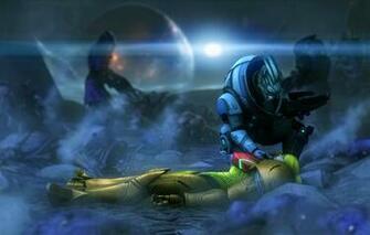 Wallpaper Mass Effect Garrus Vakarian Samus Aran Zero Suit
