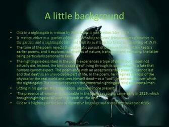 Ode To A Nightingale Little Background Is