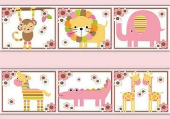 Jungle Animal Wallpaper Border Wall Art Decals Baby Girl Nursery Kids