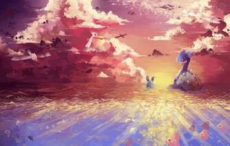 Wallpaper Pokemon Lapras Wingull Luvdisc Peliper