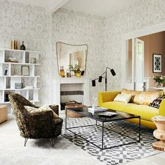 Elegant And Chic Living Rooms With Damask Wallpaper Rilane We