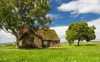 Desktop Cottage Trees Summer HD Wallpaper