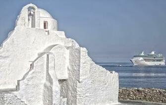 Wallpaper Sea The Sky Ship Greece Church Liner Mykonos