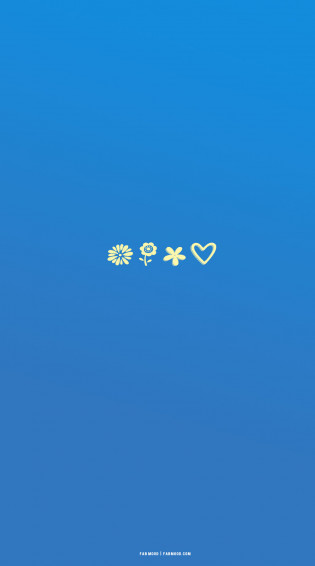 Azure Blue Wallpaper For Phone Pastel Yellow Flower Heart