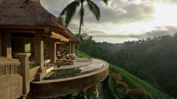 Wallpaper Tropical House Balcony Palm Trees Resort