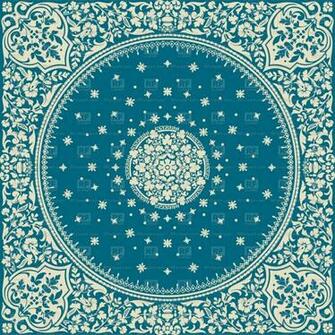 Eastern Pattern With Floral Paisley On Blue Background Vector