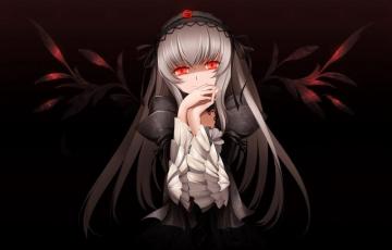 Wallpaper Anime Girl Gothic Eyes Red HD