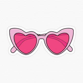 Pink Heart Sunglasses Sticker By Deathtoprint