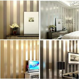 Buy Non Woven Black White Silver Gold Glitter Striped Wallpaper
