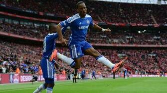 Chelsea Fc Drogba Jump Wallpaper Background