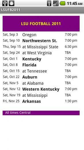 Lsu Football Schedule Screenshot