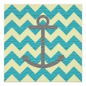 Blue Chevron Anchor Poster