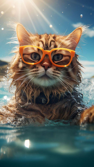 Background 4k HD Wallpaper Cat Glasses Wet Drops Water