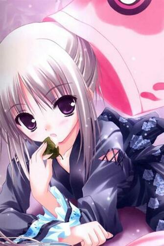 Anime Girl Eating iPhone Wallpaper 4s