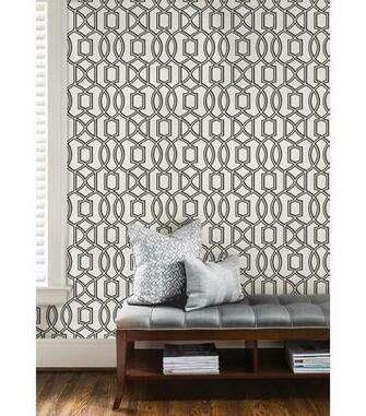 Wallpops Nuwallpaper Blk White Uptown Trellis Peel Stick