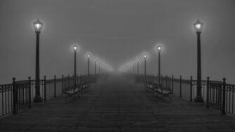 Black And Wallpaper White Fog Pier Lamps